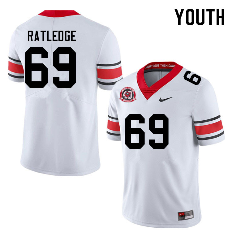 Youth #69 Tate Ratledge Georgia Bulldogs College Football Jerseys Sale-40th Anniversary